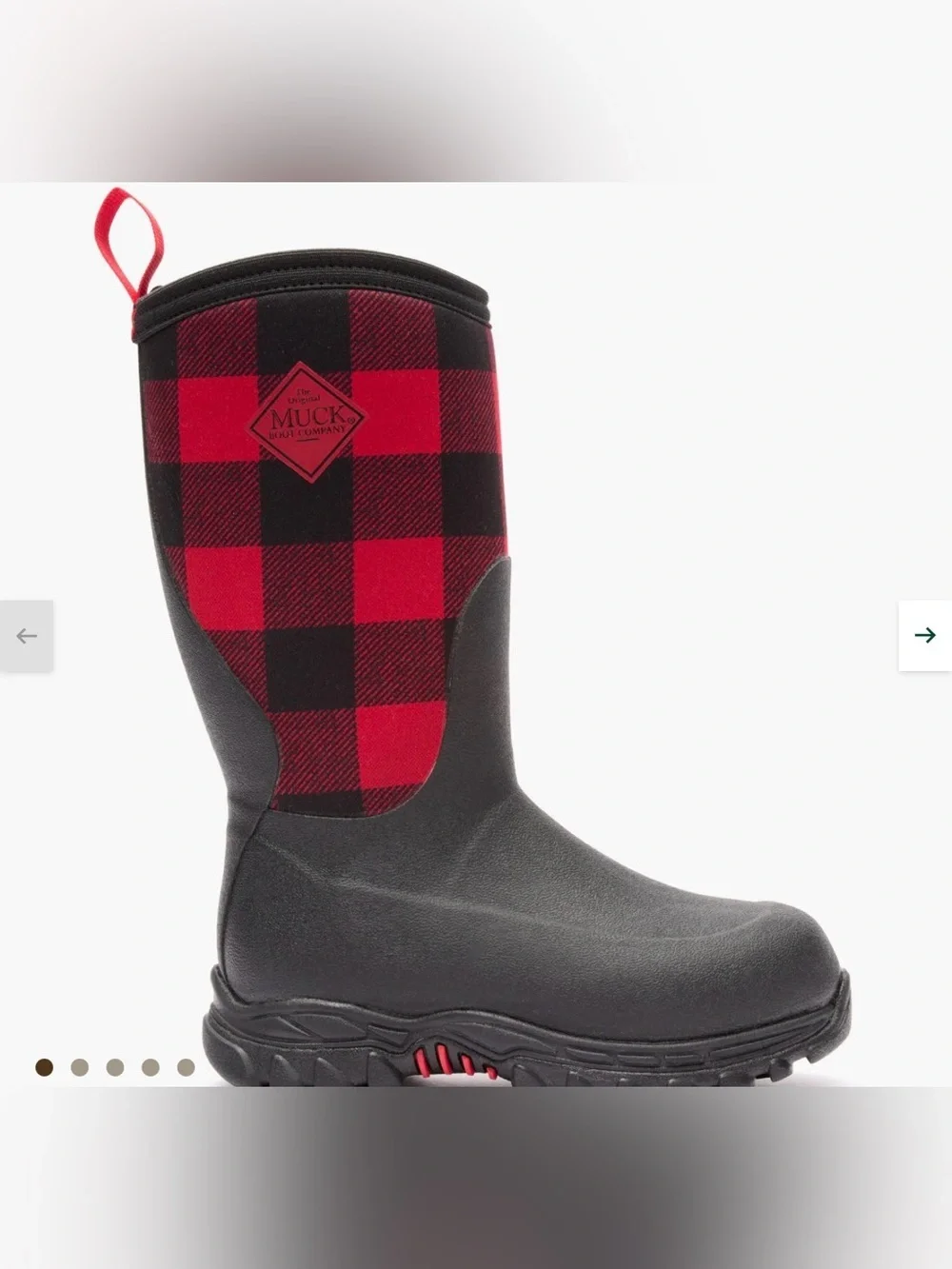NIB The MUCK Boot Co Toddler/Kids Red Plaid Rugged II Rain Boot - Size C7